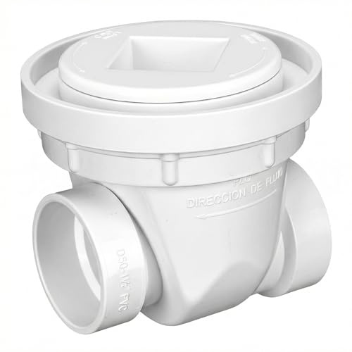 Innconee 1 Pcs 1-1/2 Inch Backwater Valve White PVC Drain Backflow Preventer for Sewage and Rainwater Automatic Sewer Backflow Prevention Valve for Residential Commercial Use
