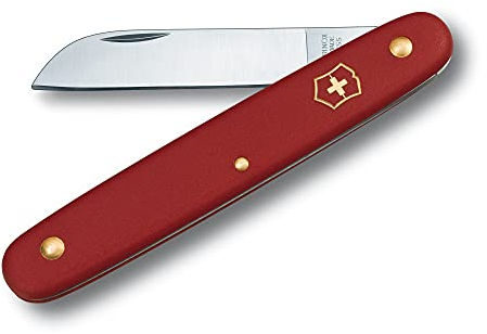 Victorinox Garden Floral Knife, Swiss Made, Straight Blade, Stainless Steel, Red