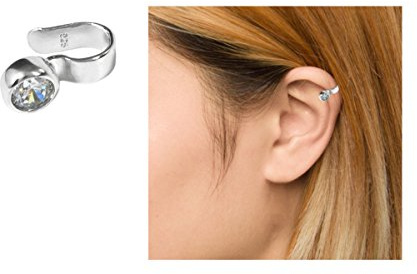 Queenberry sterlingsilver kubisk zirkonia prick örhänge manschett wrap, Zirkon Kubisk zirkonia, Kubisk zirkonia