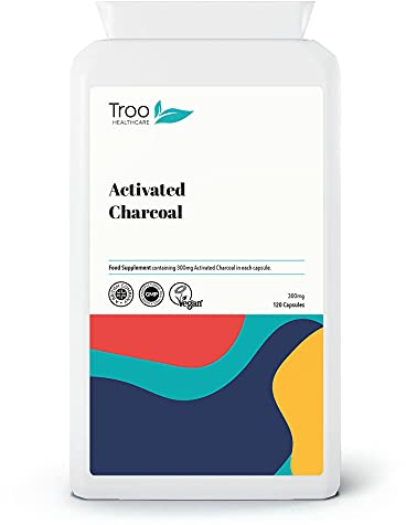 Troo Health Care Activated Charcoal Supplement (300mg) | 120 Capsules | Steam Activated from Coconut | Contributes to Reducing Excessive Flatulence | UK Manufactured to GMP Standards
