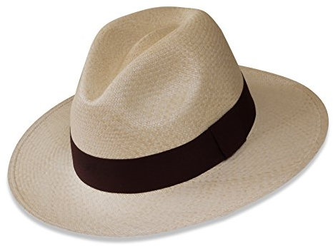 Tumia - Echter Traditioneller Panamahut - Nicht einrollbare Version - Natürlich mit schwarzem Band - 60cm
