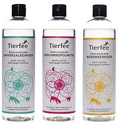Tierfee-Set Ökologischer Universalreiniger + Geschirrspülmittel + Bodenreiniger, je 500 ml