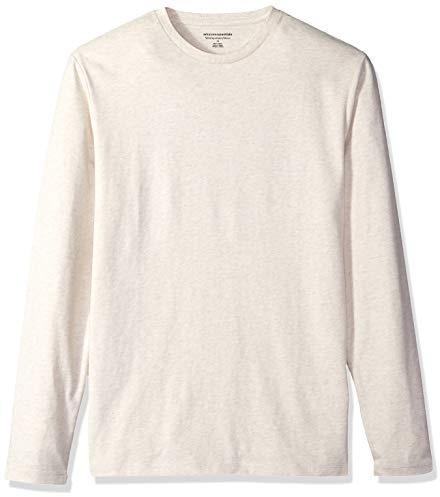 Amazon Essentials Herren Langärmeliges T-Shirt, Schmale Passform, Haferbeige Meliert, L