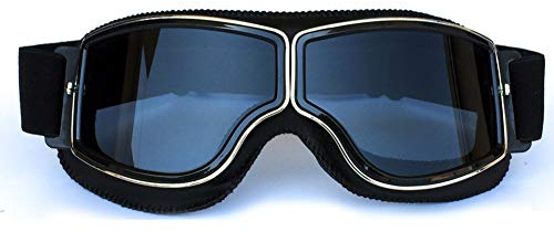 HONCENMAX Vintage Goggles Sports Sunglasses Helmet Steampunk Eyewear for Outdoor Motocross Racer Motorcycle Goggles Retro - Black Frame Gray Lens