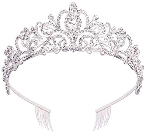 Didder Silver Crystal Tiara Crown Headband Princess Elegant Crown with combs for Women Girls Bridal Wedding Prom Birthday Party