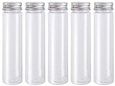 UKCOCO 10 Stück 110ml Reagenzglas Flachboden Kunststoff Klar Reagenzgläser mit Schraubverschluss