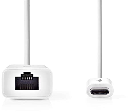 Adaptateur réseau USB - USB 3.2 Gen 1-1000 Mbps - USB-C Mâle - RJ45 Femelle - 0.20 m - Rond - Plaqué Nickel - Cuivre étamé - Blanc - Boîte