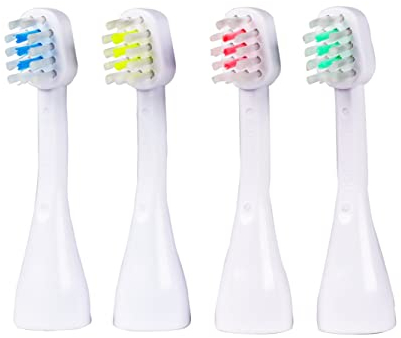 emmi-dent 4x Zahnbürstenaufsatz S4 (Blau, Weiß, Rot, Mint) – Ersatzbürsten mit kleinem Bürstenkopf für Kinder & kleine Kiefer – Passend für alle emmi-dent Platinum Ultraschallzahnbürsten