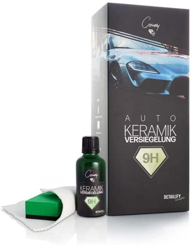 Detailify Ceramy 9H Keramikversiegelung Auto mit Applikator Pad Glanzversiegelung Ceramic Versiegelung Auto Lackversiegelung KFZ Lackbeschichtung Lackpflege Quartzversiegelung Silizium Coating