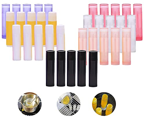 DXIA 35 Pezzi Contenitori in Plastica per Balsamo, Tubo Contenitore Vuoto, DIY Ricaricabile Rossetto Contenitori Torsione Fondo e Tappo Superiore, per Contenitore Balsamo per Le Labbra, 7Colori