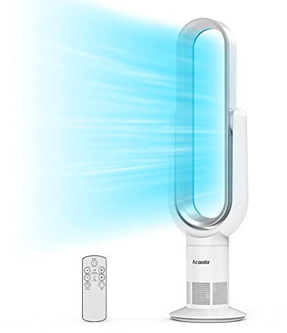 Ventilator Leise, Turmventilator mit Fernbedienung, Standventilator Rotorlos mit 9 Stunden Timer, 90°Oszillation, 10 Geschwindigkeitsstufne für Wohnzimmer, Schlafzimmer, Büro