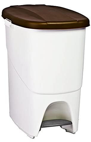 Cubo de Reciclaje con Pedal 25L Marrón – Contenedor de Basura Ecológico para Cocina – Con Separador Interno y Enganches Laterales, Plástico Resistente y Fácil Limpieza | Denox