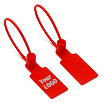 Muka 100 PCS Custom Plastic Security Seals Laser Printed Zip Ties with Tags Tamper Proof Cable Ties 6.6-Red