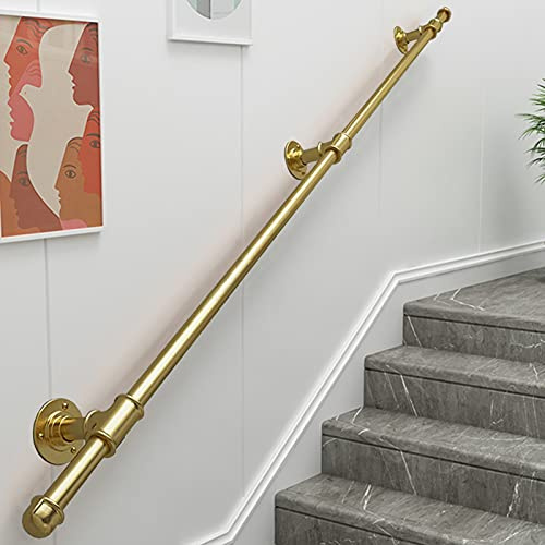 XFSHKJS Metal Wrought Iron Grab Rail,Modern Gold Banister Handrail For Stairs Indoor And Outdoor,Safety Support Bar Wall Mounted Staircase Hand Rails - Complete Kit (Size : 5ft/150cm)