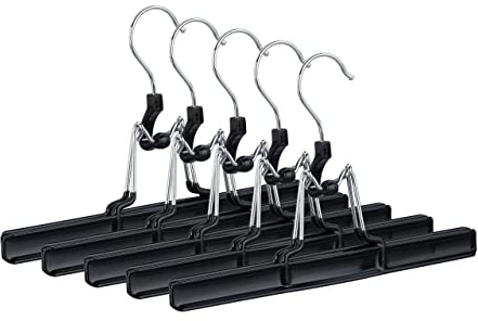 25 x Hosenbügel Metall, 360° drehbare Haken, fest schließend, Rockbügel, gummierte Klemmen, 26 cm, schwarz