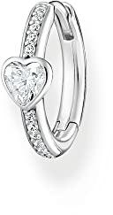 THOMAS SABO Einzel Creole mit Herz und weiße Steine silber 925 Sterlingsilber
