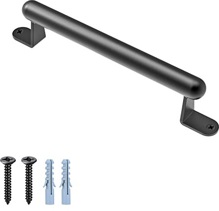 BeneLabel Metal Grab Rail, 25cm Kids Disabled Elderly Safety Grab Bar Wall Mounted Staircase Handrail Black Bathroom Hand Rail Door Handle for Indoor Outdoor Playground/Garden/Showers/Toilet/Bunk Bed