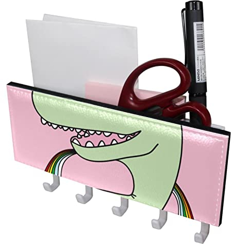 Dinosaurier Einhorn 5 Haken Schlüsselhalter Schlüsselhaken Wandmontage Garderobenleiste Briefablage Geeignet für Eingangsbereiche und hinter Türen