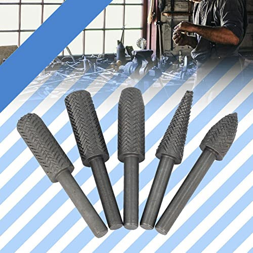 Set di 5 pezzi di lime rotanti elettriche per fresatura cilindrica in acciaio al tungsteno duro testa di rettifica in metallo elettrico rotante per lima rettifica