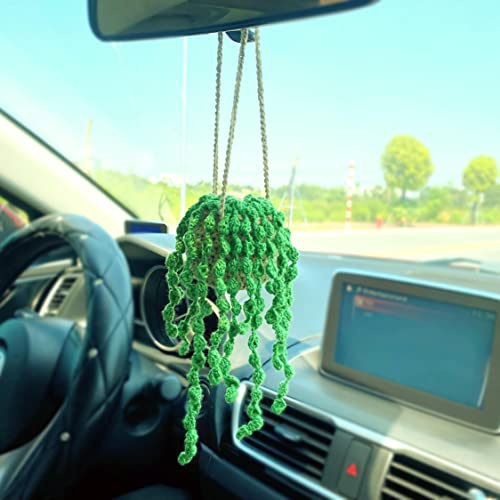 MADE BY BUNNY Crochet Plant Ornament, car Charm Accessories for Rear View Window, Handmade Hanging car Charm, usable as House Decoration (String of Pearls Ornament)