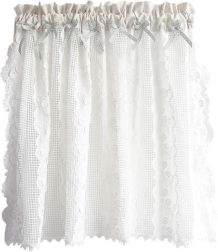 Vintage Landhausstil Scheibengardine Romantisch Stickerei Häkeln Bistrogardine Weiß Baumwolle Küche Gardine Dekoration Vorhänge 1 Stück