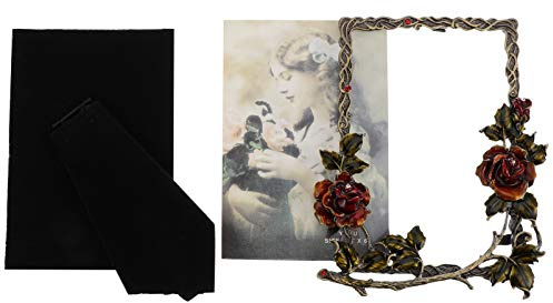HOMSFOU Retro Fotorahmen 6 Zoll Metall Bilderrahmen Mit Blumenmuster Kreativer Desktop Fotohalter Für Wohnzimmer Schlafzimmer Deko