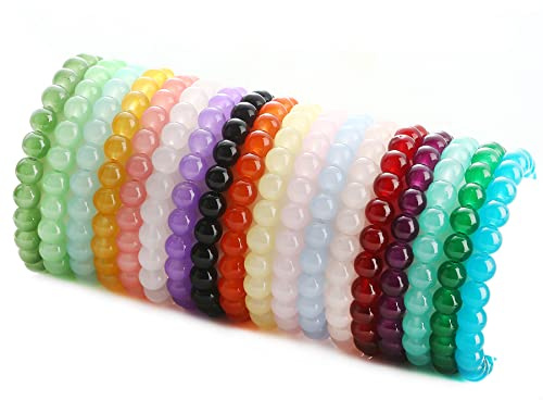 SAMOCO 18Pcs 8mm Beaded Stretch Bracelet Handmade Round Glass Bracelet for Women Multicolor Matte Beads Elastic Bracelet