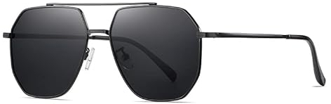 GREENTREEN Polarisierte Piloten Sonnenbrillen für Herren: Metallrahmen - Klassischer Vintage Stil Fliegerbrille fürs Fahren Reisen - Autofahrer Touristen Modebegeistert - UV400 Schutz (Schwarz)