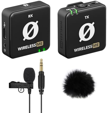 Rode Wireless ME Drahtlos Mikrofon-System + Lavalier GO Schwarz + keepdrum Fell-Windschutz