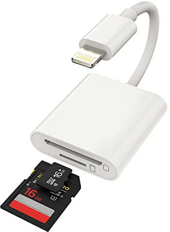 Micro SD-adapter (2-i-1) TF Flash-kortläsare tillbehör för iPhone Lightning-kameraminne för Apple 11 12 13 14 Pro Max X XS XR 7 6 8 Plus SE Ipad Air Mini Compact Photo Photography Viewer Adaptador
