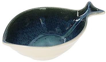 Keyhomestore - Plato en forma de pescado, color azul, altura 5 cm, longitud 24 cm, ideal como aperitivo y recipiente para alimentos, bandeja. Apto para lavavajillas.