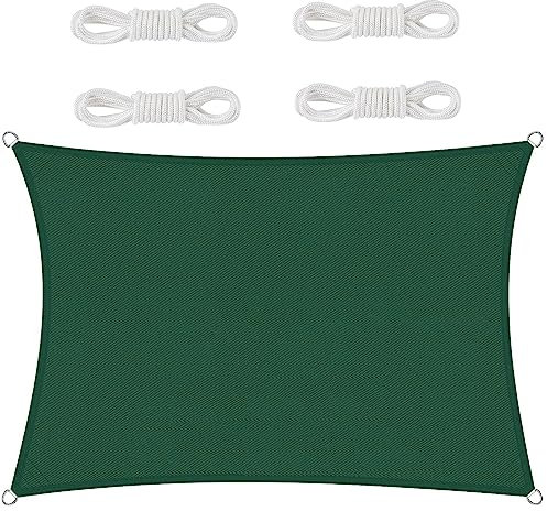 Sunscreen Awning Canopy 4.5 x 6.5 m(14.76 x 21.33ft) Rectangle Waterproof Hot Tub Shelter Pergola Awnings With Rope with Free Rope for Outdoor Garden Patio Yard Lawn, Dark Green