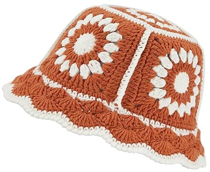 JiaTL WeyJia Häkelhut für Damen, gestrickt, handgefertigt, faltbar, Schlapphut, modisch, niedlich, bequem und lässig, B-Sienna, Einheitsgröße