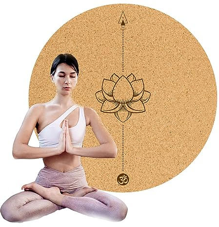 VBVARV Yogamatte Aus Kork Runde Hot-Yoga-Matte rutschfest, Stoßdämpfend Trainingsmatte Umweltfreundlich, Extra Dick Für Bikram, Hot Yoga Und Workouts,06,70cm