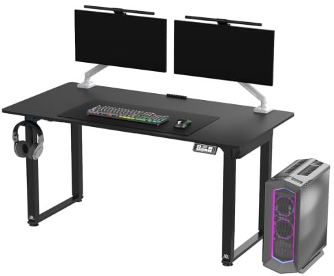 Ultradesk Uplift V2 Desk per Giocatori Tavolo da Gioco con Struttura in Acciaio, Spazio per Tre Monitor, Regolazione Elettrica dell'Altezza, Spazio per le Gambe e Altro Ancora, 160 x 75 cm, Nero