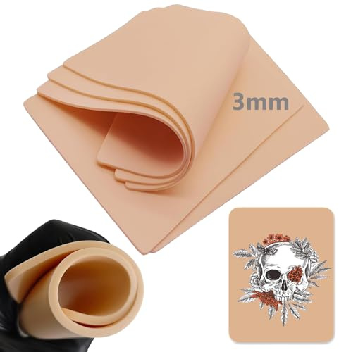 Unihuby 6Pcs 3mm Kunsthaut Tattoo Übungshaut 3mm Fake Tattoo Haut | Beidseitig verwendbar Tattoo Haut 3mm Tattoo Practice Skin Fake Skins für Tätowierer und Tattoo Anfänger Tattoo Zubehör