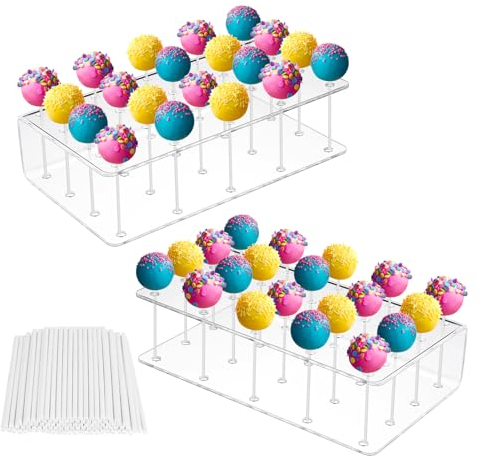 2PCS Soporte Pop Cake, Soporte Candy Bar Plástico, Soporte Cake Pops con 20 Agujeros, Soporte De Piruletas con 200 Barritas, Soporte para Poner Piruletas para Boda Cumpleaños