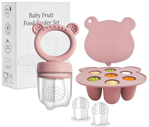 Chupete de frutas para bebés a partir de 6 meses, sin BPA, silicona, almacenamiento de alimentos para bebés, mordedor refrigerante para bebés, ayuda para la dentición, alimentador de silicona para