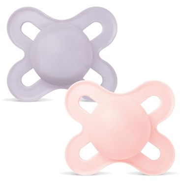 MAM Original Start Beruhigungssauger 0-2 Monate (2er-Set) MAM Schnuller 0-2 Monate mit kiefergerechtem Silikon Sauger 2er Kit Baby Zubehör mit Sterilisator-Schnullerhalter, Rosa/Lila