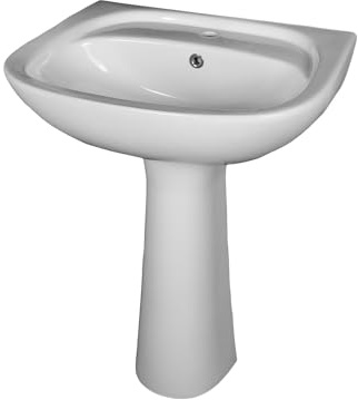 Lavabo avec colonne en céramique 60 x 48 CM Blanc OLAM – LPP