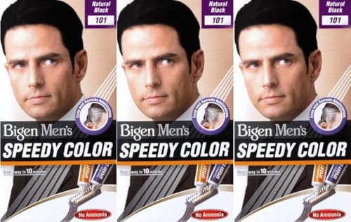 MBigen Men's Speedy Colour Easy & Speedy Application No Ammonia with Applicator Comb - 101 Natural Black (Pack of 3)