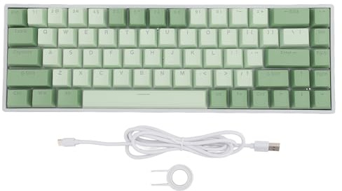 Denash Teclado para Juegos de PC, Teclado Inalámbrico Bluetooth de 68 Teclas, Teclado Mecánico con Interruptor Rojo, Teclado Ergonómico Retroiluminado RGB para PC