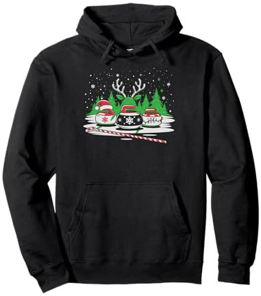 Lustiger Lockenspieler, Weihnachtsmannmütze, Curling Christmas Pullover Hoodie