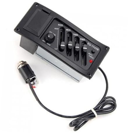 ibasenice Piezo-tonabnehmer für Akustikgitarre Band-vorverstärker-equalizer Einfacher Installation Lautstärkeregler und Batteriestandsanzeige Anschlusskabel mit -klinkenstecker