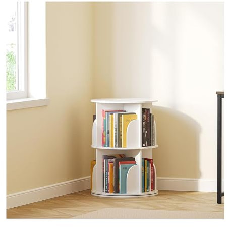 JHIAADEY Raumteiler Standregal,360-Grad-Display,Massivholz Drehbares Bücherregal, 360 Grad, Lagerregal für Kinder und Erwachsene Massivholz Drehbares Bücherregal 360-Grad-Display bodenstehendes Bücher