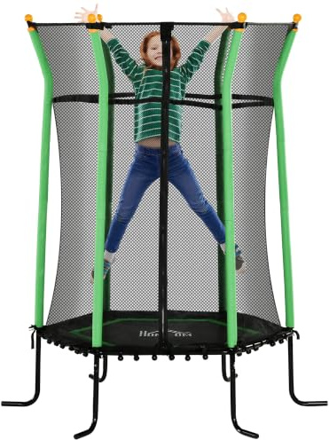 HOMCOM Trampolin Outdoor, Kindertrampolin Gartentrampolin mit Sicherheitsnetz, Randabdeckung für Kinder 3-10 Jahre bis 50 kg belastbar