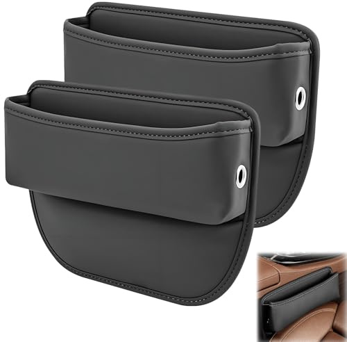 BRIOTA 2 Stück Aufbewahrungsbox für Autositze, Auto Organizer, Beifahrersitz Autositz Gap Organizer, Storage Box Auto Mittelkonsole für Handys, Geldbörse, Karten, Brillen, Münz, Schlüssel (Schwarz)