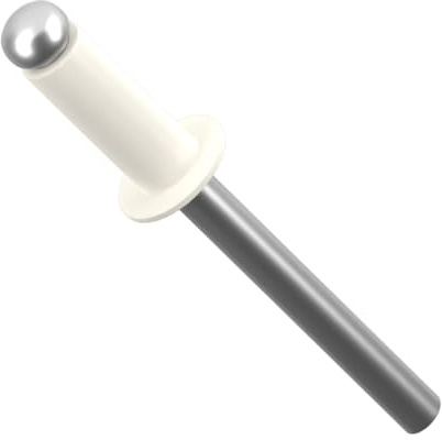 Remache de 4 mm x 8 mm pintado en blanco puro, cabeza de cúpula de aluminio/acero ISO 15977 RAL 9010 (paquete de 20) N11A