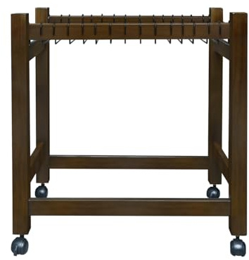 Wooden Rolling Pants Trolley with 16 Hangers