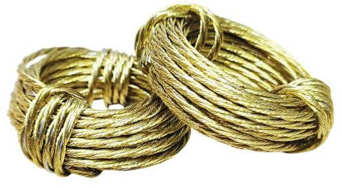 Picture Hanging Wire (3 Metres / 9.5 Feet) x 1.8 mm Brass Picture Wire Heavy Duty Metal for Photo Frames Mirrors Artwork and Clocks Hanging (2 Pcs)
